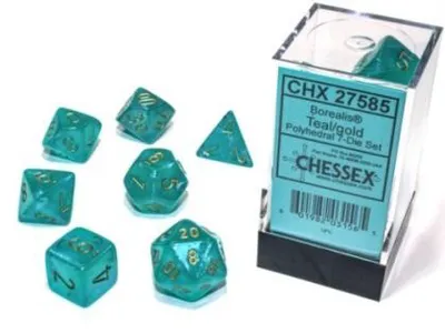 Zdjęcie produktu dla Chessex - Borealis - zestaw 7 kostek - turkusowy/złoty