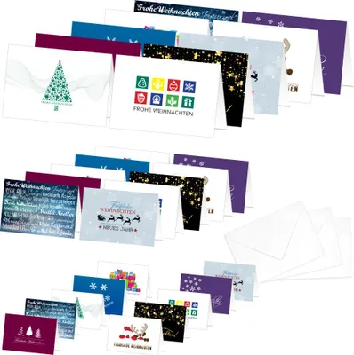 Produktbild von PRICARO Weihnachtskarten mit Briefumschlägen "Motive 3", 30 Stück