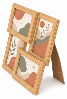 Produktbild von Bilderrahmen Collage für 4 Fotos Galerierahmen Wanddeko für Fotowand - Farbe: Eiche | Format: 10x15