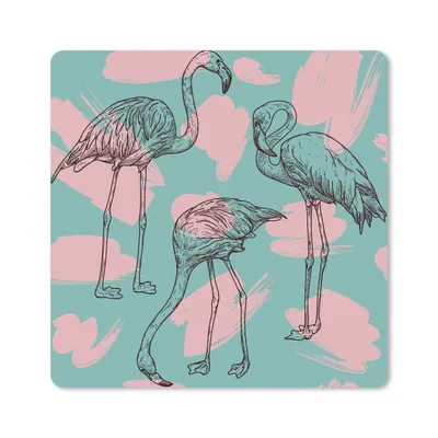 Produktbild von MuchoWow® Mauspad Mousepad Eine Illustration von Flamingos vor einem blauen Hintergrund in Pop-Art-Manier 30x30 cm - Mousepads - Maus Mat - Pad - Mausunterlage - Gaming