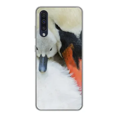 Produktbild von MuchoWow® Handyhülle Schutzhülle Hülle für Samsung Galaxy A30s Schwan - Küken - Makro Silikon Softcase Handy Hülle - Karteninhaber