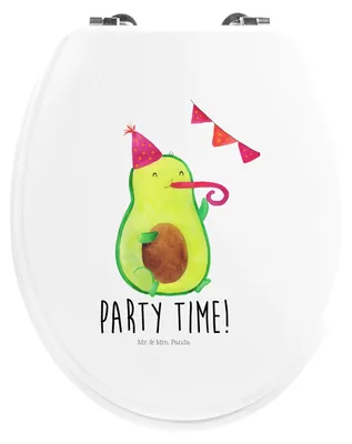 Produktbild von Mr. & Mrs. Panda Toilettendeckel Avocado Party Zeit - Weiß - Geschenk, WC Brille, Deckel, Klobrille, Happy Birthday, Sitz, Geburtstagsfeier, Geburtstag, Genießen, klo