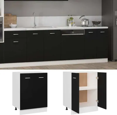 Produktbild von vidaXL Szafka dolna czarna 60x46x81,5 cm płyta wiórowa