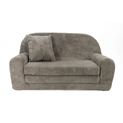 Produktbild von Mini-Kindersofa - Ausklappbares Kindersofa aus Cord in Braun klappbar abnehmbarer waschbarer Bezug Kuschelcouch für Kinder