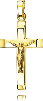 Produktbild von Kruzifix 750 Gold 18 Karat Kreuz-Anhänger Jesus Christus Kettenanhänger mit Schmuck-Etui