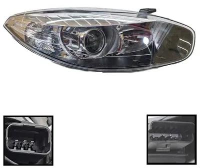 Image de Phare droit Renault Fluence 2013-2016 | 26010-1331R, avec lentille à projecteur, moteur de réglage électrique de la portée des phares, cadre intérieur noir