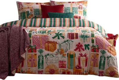 Produktbild von Furn - "All Wrapped Up" bedruckt-Bettwäsche-Set, wendbar RV3596 (Doppelbett) (Smaragd/Rot)