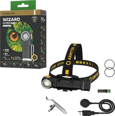 Image de Armytek Lampe frontale LED Wizard C2 Pro Max XHP70.2 Blanc froid 4000 lumens Lampe de poche LED USB Rechargeable