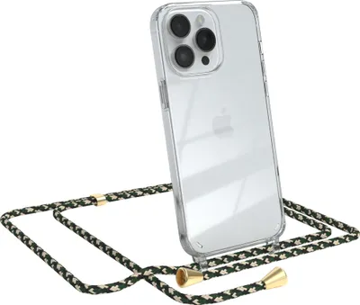 Produktbild von EAZY CASE Handykette kompatibel mit Apple iPhone 14 Pro Max, Handyhülle mit Umhängeband, Handykordel, Schutzhülle Clear, Band in Grün
