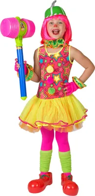 Produktbild von Clown Kostüm "Miley" für Mädchen in Neonfarben | Zirkus Karneval Kinder Verkleidung Größe: 104