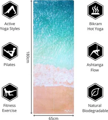 Image de Tapis de yoga Famanu | Tapis/serviette antidérapante | Caoutchouc naturel écologique | Idéal pour le yoga, le Pilates et le fitness