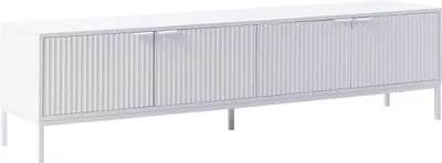 Produktbild von BELIANI TV-Möbel weiß MDF Metallbeine für Fernseher bis zu 54 Zoll Retro-Schrank Kabelmanagement Wohnzimmer