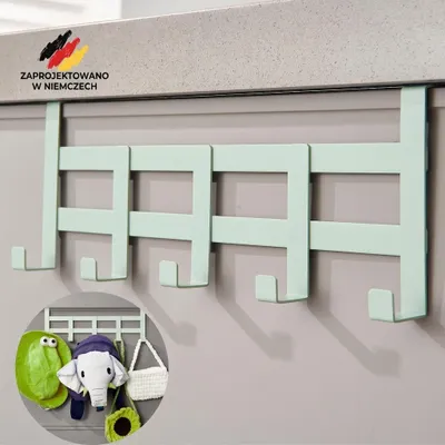 Produktbild von DEKAZIA® Türgarderobe zum Einhängen Grün Bunt – Türhaken Kinderzimmer Kleiderhaken Tür