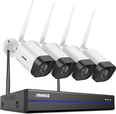 Zdjęcie produktu dla System CCTV, rozdzielczość 5MP, bezprzewodowa konstrukcja, 8-kanałowy rejestrator NVR, 4 kamery A, 4T