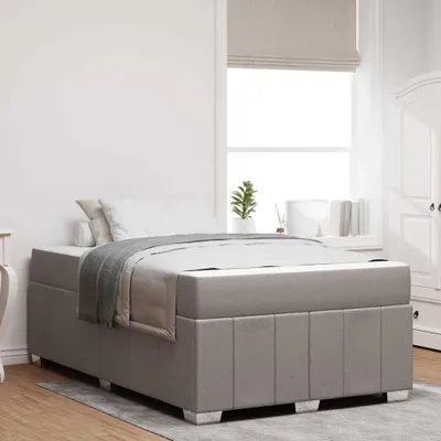 Zdjęcie produktu dla Maison Exclusive - Rama łóżka w kolorze taupe, wymiary 120 x 200 cm, obita tkaniną