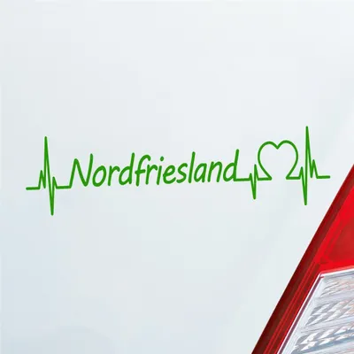 Produktbild von Auto Aufkleber Nordfriesland Puls Herzschlag mit Ferien Region Motiv 19x5 cm Hellgrün Sticker Heckscheibenaufkleber