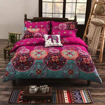 Produktbild von Bettwäsche-Set 220x240cm Boho Lila 3-teilig mit 2 Kissenbezügen 80x80cm