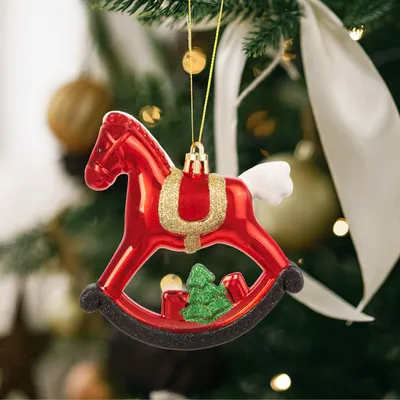 Immagine prodotto di Decorazioni natalizie - Cavalluccio a dondolo con glitter - 100 x 100 mm