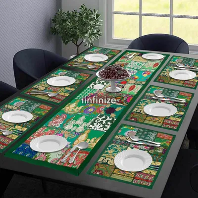 Imagen del producto de Mantel individual de algodón con diseño patchwork, 40 x 112 cm, diseño étnico, ideal para la mesa de comedor
