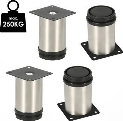 Produktbild von Clanmacy 4er Set Möbelfüße Tischbein Set Sofafüße Möbelbeine Bettstützen Sofafüße Schrankfuß Möbelbeine Edelstahl 100mm