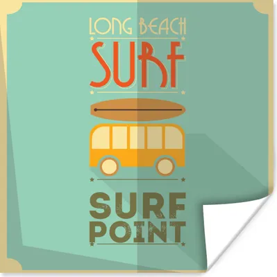 Produktbild von MuchoWow® Poster Illustration "Surf Point" mit grünem Hintergrund 50x50 cm - Wohnzimmerdekoration