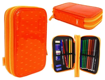 Produktbild von Milan Look Orange Federmäppchen 2-stöckig mit Inhalt