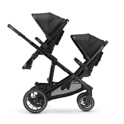 Zdjęcie produktu dla Wózek spacerowy DERYAN Evy V2 - Podwójny wózek spacerowy - Rozkładany - Dodatkowe siedzisko w zestawie - Czarny