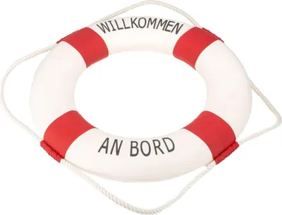 Produktbild von Rettungsring 'Willkommen an Bord', in Rot und Blau und in vielen Größen Wählbar | Rettungsring zur Dekoration | maritime Deko zum Aufhängen | Wanddeko, Farbe:Rot, Größe:Ø 35 cm