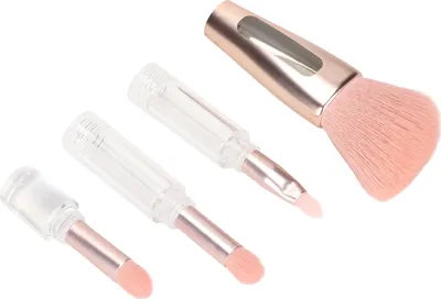 Image de pinceau de maquillage 4 en 1,Pinceau cosmétique 4 en 1,Pinceau estompeur de fond de teint,Pinceau de maquillage,Pinceau de fond de teint,Fard à paupières,Pinceau fard à joues