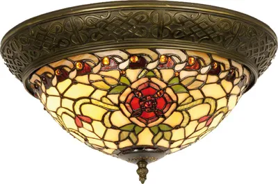 Produktbild von Clayre & Eef Deckenlampe Tiffany Ø 38x19 cm Rot Grün Glas Rose