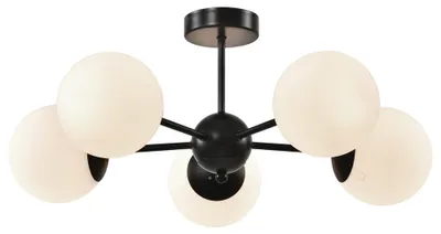 Immagine prodotto di Lampada da soffitto con sfere bianche Calari, bianco e nero, 5xE14x40W, metallo, dimensioni: 28x60x60 cm, IP20, Candellux