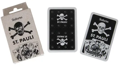 Produktbild von FC St. Pauli Skatkarten Totenkopf, Original Fanartikel, 32 Spielkarten mit Totenkopf-Rückseite,Papier  Germany