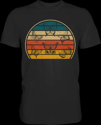 Produktbild von Retro Schmetterling T-Shirt – Black / 5XL