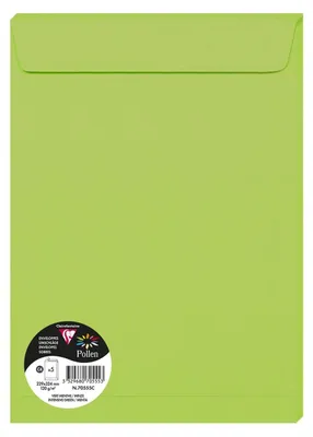Image de Enveloppe couleur Clairefontaine C4, autocollante, 5 pièces vertes, C4