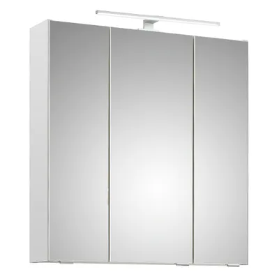 Produktbild von Badezimmer Spiegelschrank, 65cm breit, mit Aufsatzleuchte in Weiß Glanz QUEIMADOS-66, B/H/T ca. 65/70/16 cm