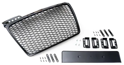 Kühlergrill Sportgrill Waben Gitter Grill Schwarz Glanz Fix für Audi A4 8E B7 – Produktansicht