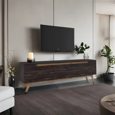Produktbild von Skye Decor, D1 - 1009, Fernsehtisch, Schwarz, 100 % MELAMINBESCHICHTETE SPANPLATTEN, 180 x 35 x 48,6 cm
