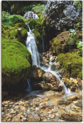 Produktbild von ARTland Leinwandbild Kleiner Wasserfall in den Bergen Größe: 60x90 cm