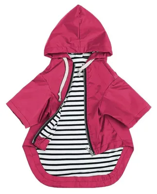 Immagine prodotto di Impermeabile per cani con cappuccio, colore rosa, taglia L