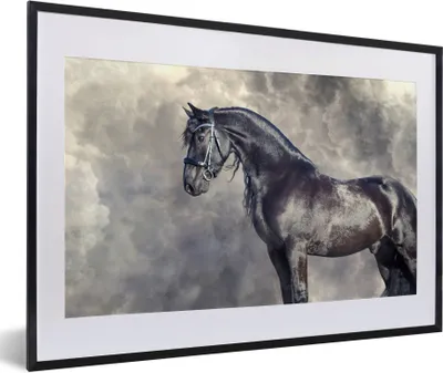 Produktbild von MuchoWow® Gerahmtes Poster Friese - Pferde - Porträt 60x40 cm - Poster mit Schwarzem Bilderrahmen Wandposter Rahmen Foto Bilder - Schlafzimmer - Plakat in Rahmen - Drucken