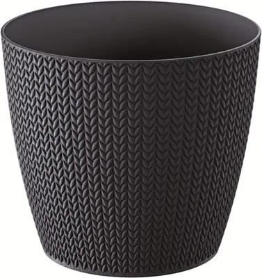 Productafbeelding van Plantenpot - Bloempot Decoratief - Planten Binnen Buiten - Gestructureerd Vlechtwerk Design - 1 Liter - Antraciet