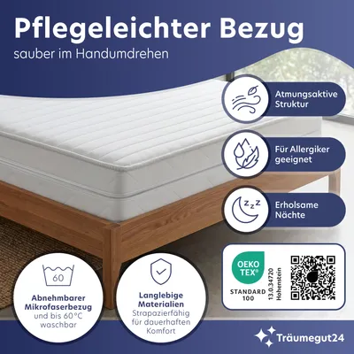 Produktbild von AquaFlex - 19cm 7-Zonen Kaltschaummatratze - H2&H3 - (120 x 200 cm) - Träumegut24