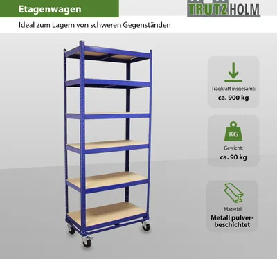 Produktbild von Etagenwagen Rollwagen 900kg 215cm Hoch 6 Ebenen 150 kg je Boden Transportwagen Magazinwagen Kommissionierregal
