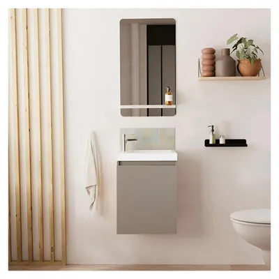 Image de Meuble lave-mains LISA + robinet chromé + miroir rectangulaire