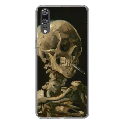 Produktbild von MuchoWow® Handyhülle Schutzhülle Hülle für Huawei P20 Skelettkopf mit brennender Zigarette - Vincent van Gogh Silikon Softcase Handy Hülle - Hardcover