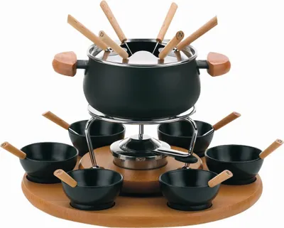 Produktbild von Kela Drehbares Fonduekarussell Natura für 6 Personen; Keramik schwarz; 1,8 l; 61201