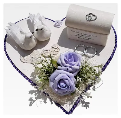 Produktbild von Geldgeschenk zur Hochzeit in Flieder mit Tauben und Verpackung für Geldgeschenke