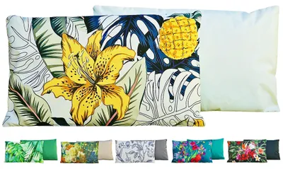 Produktbild von JACK Outdoor Lounge Kissen 30x50cm Motiv Dekokissen inkl. Füllung Wasserfest Sitzkissen Garten Stuhl, Farbe:Blütentraum Gold