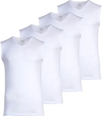 Produktbild von RAGMAN Herren Unterhemden, 4er Pack - Shirt, Baumwolle, V-Ausschnitt, einfarbig Weiß L
