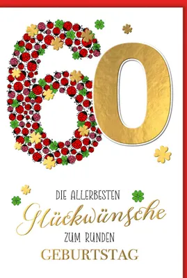 Produktbild von 60. Geburtstag - Karte mit Umschlag - Marienkäfer